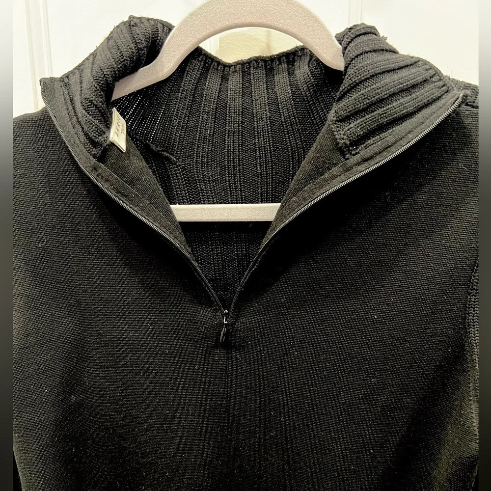 Akris Punto Wool Rib Knit Mock Neck Midi Dress Black Size 8 - Picture 7 of 12
